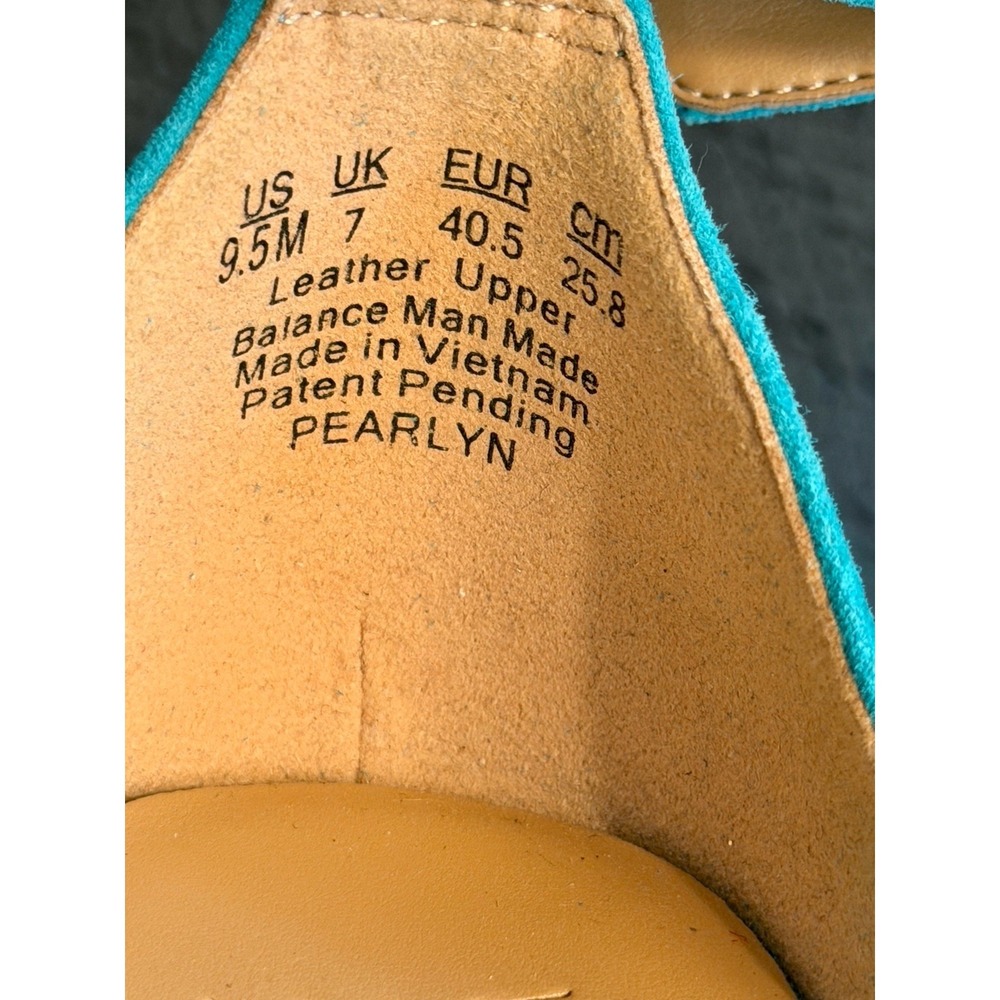 Naturalizer Pearlyn Women's 9.5M Teal Suede Leather Platform Block Heel Sandals - Picture 5 of 7